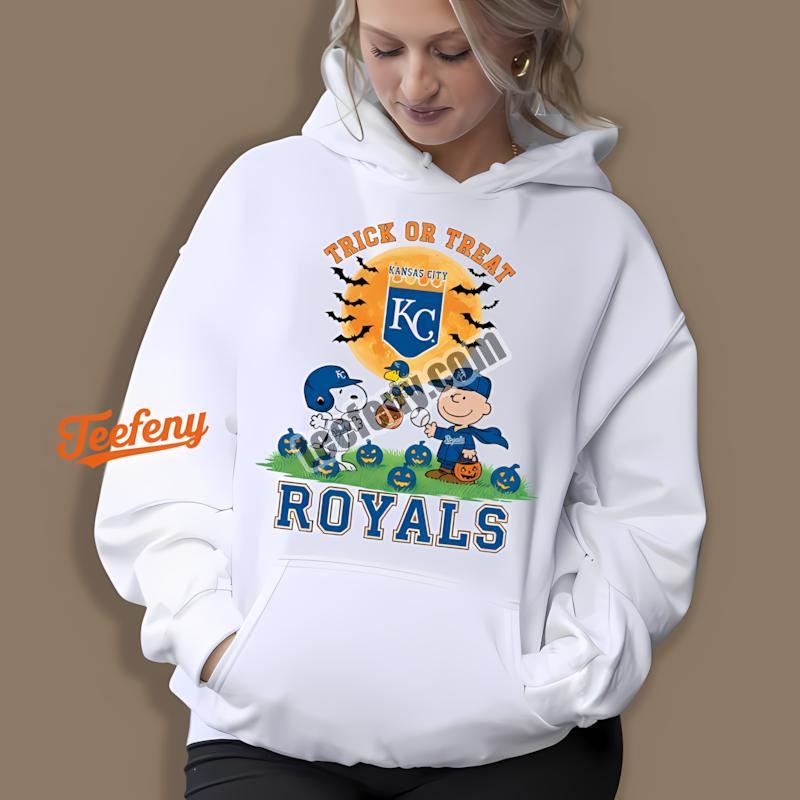 Kansas City Royals Charlie Brown Snoopy Trick Or Treat Hoodie For Women Kansas City Royals Charlie Brown Snoopy Trick Or Treat Hoodie For Women