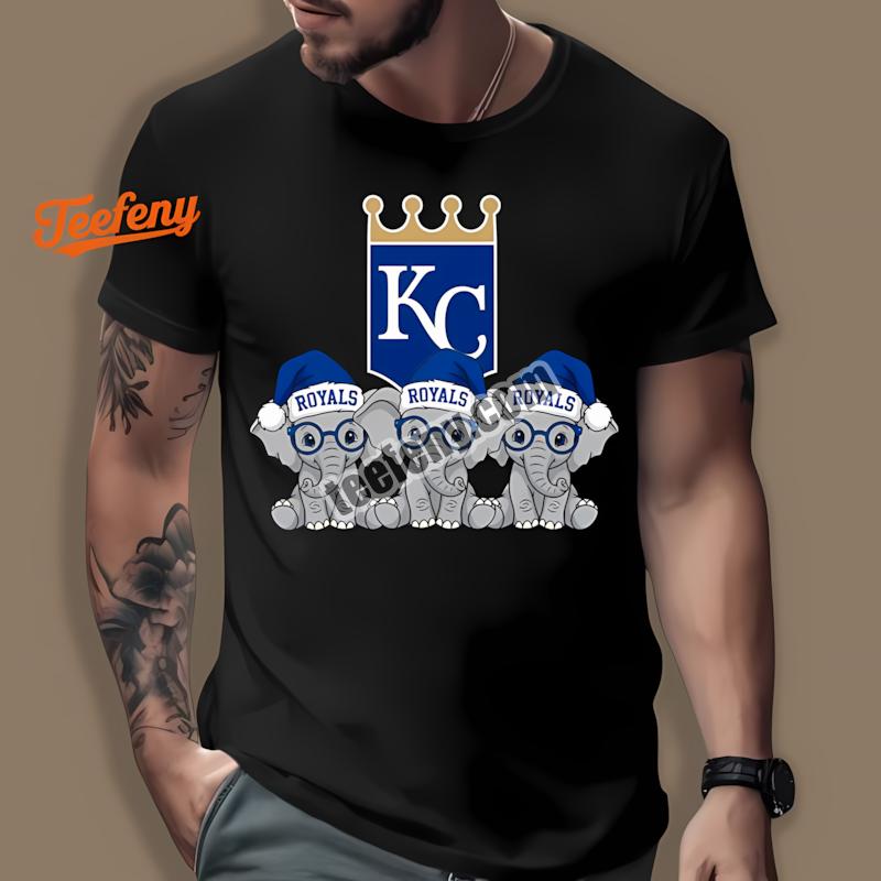 Kansas City Royals Christmas Elephants Mens Graphic Shirt