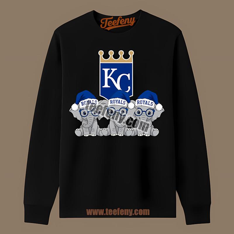 Kansas City Royals Christmas Elephants Mens Graphic Long Sleeve Kansas City Royals Christmas Elephants Mens Graphic Long Sleeve