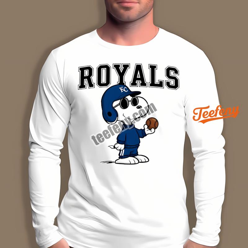 Kansas City Royals Cool Snoopy Mens Graphic Long Sleeve Kansas City Royals Cool Snoopy Mens Graphic Long Sleeve