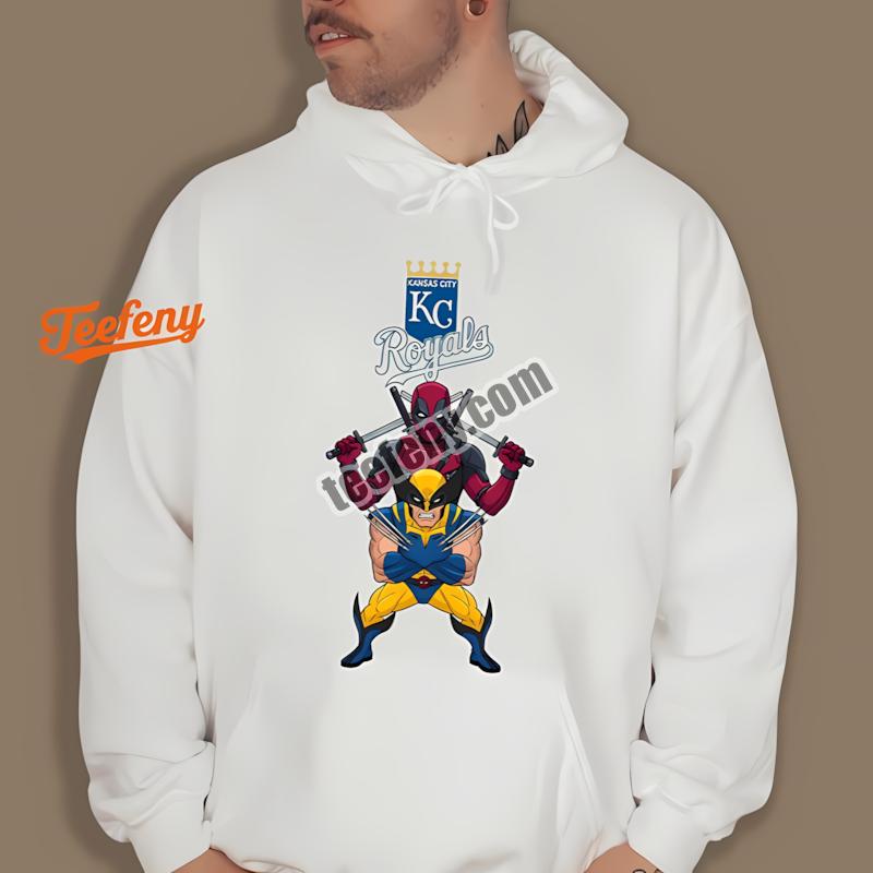 Kansas City Royals Deadpool Wolverine Crossover Unisex Hoodie Kansas City Royals Deadpool Wolverine Crossover Unisex Hoodie