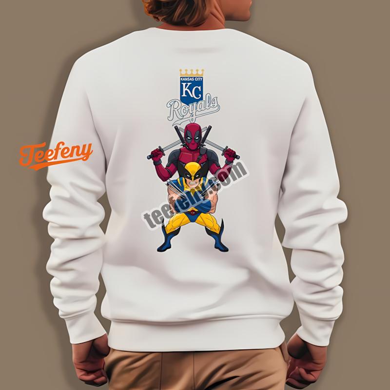 Kansas City Royals Deadpool Wolverine Crossover Unisex Long Sleeve Kansas City Royals Deadpool Wolverine Crossover Unisex Long Sleeve