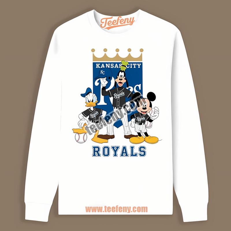 Kansas City Royals Disney Mickey Donald Goofy Long Sleeve Printing Kansas City Royals Disney Mickey Donald Goofy Long Sleeve Printing