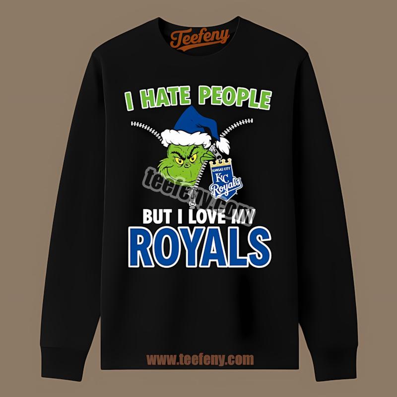 Kansas City Royals Grinch I Hate People Funny Long Sleeve Kansas City Royals Grinch I Hate People Funny Long Sleeve