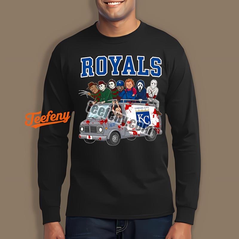 Kansas City Royals Halloween Characters On Bus Long Sleeve Men Women Kansas City Royals Halloween Characters On Bus Long Sleeve Men Women