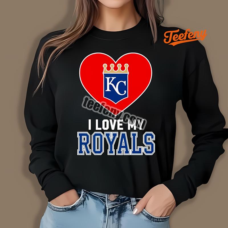 Kansas City Royals I Love My Royals Heart Regular Long Sleeve Kansas City Royals I Love My Royals Heart Regular Long Sleeve