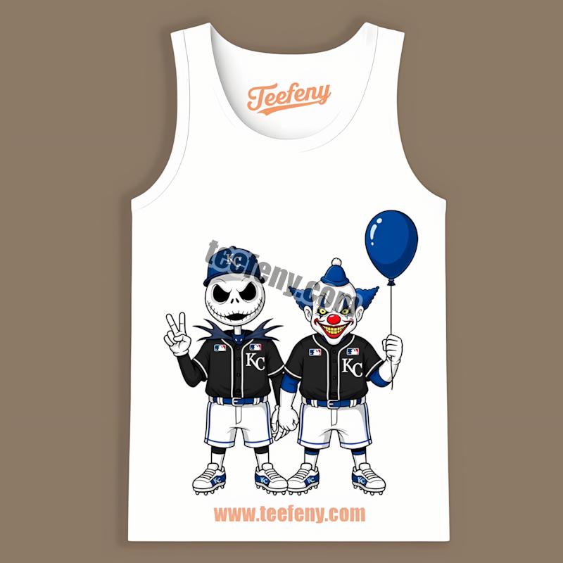 Kansas City Royals Jack Skellington And Pennywise Halloween Horror Tanktop Kansas City Royals Jack Skellington And Pennywise Halloween Horror Tanktop