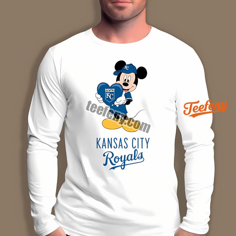 Kansas City Royals Mickey Heart Long Sleeve Design Online Kansas City Royals Mickey Heart Long Sleeve Design Online