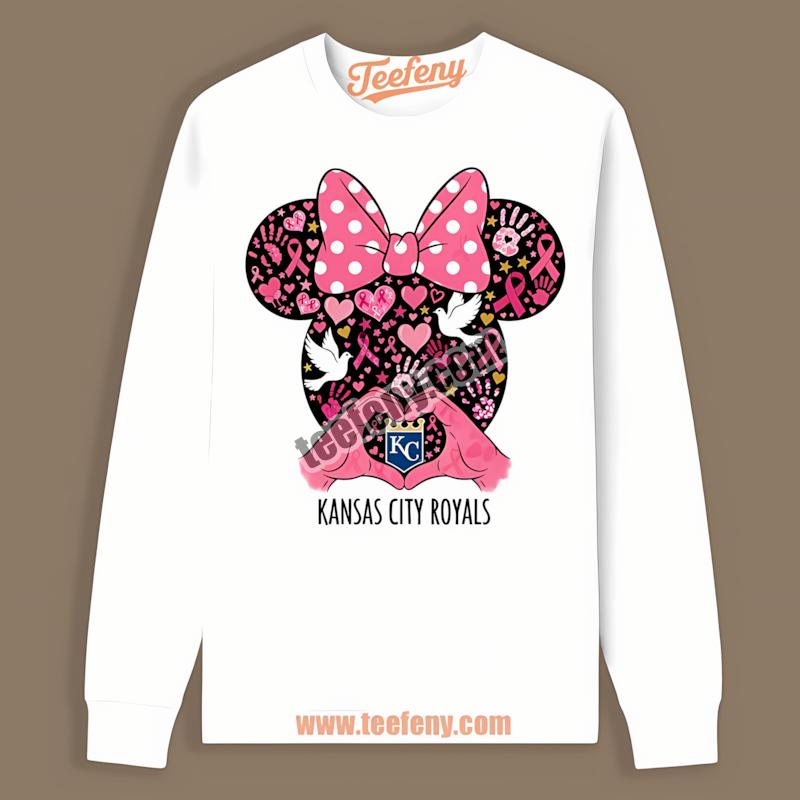 Kansas City Royals Minnie Mouse Breast Cancer Awareness Regular Long Sleeve Kansas City Royals Minnie Mouse Breast Cancer Awareness Regular Long Sleeve