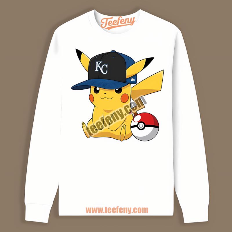 Kansas City Royals Pikachu Wearing Hat Trendy Long Sleeve Kansas City Royals Pikachu Wearing Hat Trendy Long Sleeve