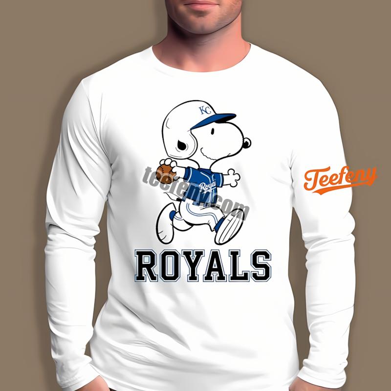 Kansas City Royals Snoopy Baseball Running Cool Long Sleeve Kansas City Royals Snoopy Baseball Running Cool Long Sleeve