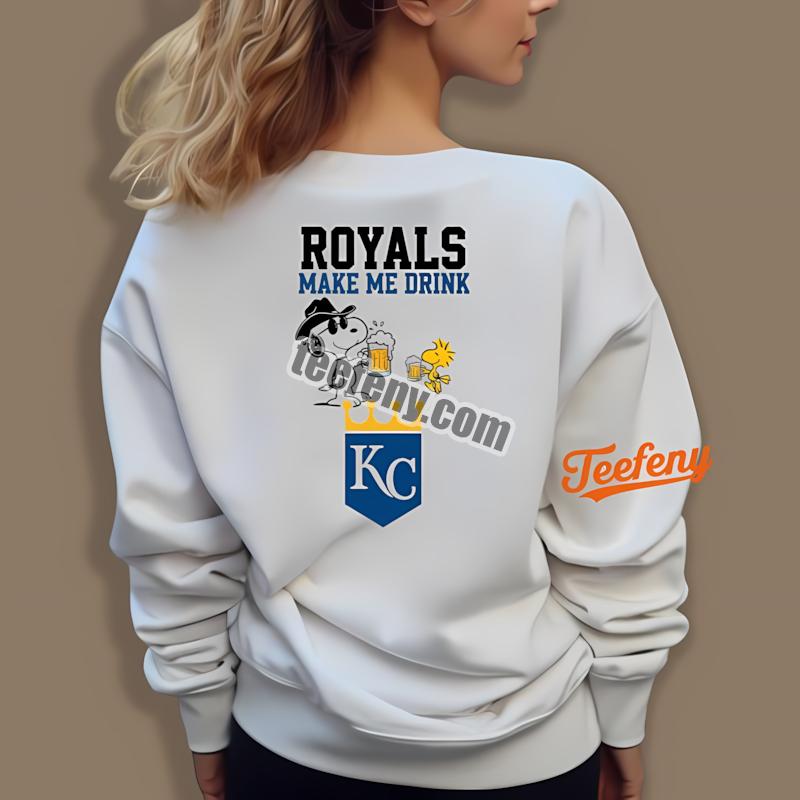 Kansas City Royals Snoopy Make Me Drink Casual Long Sleeve Kansas City Royals Snoopy Make Me Drink Casual Long Sleeve