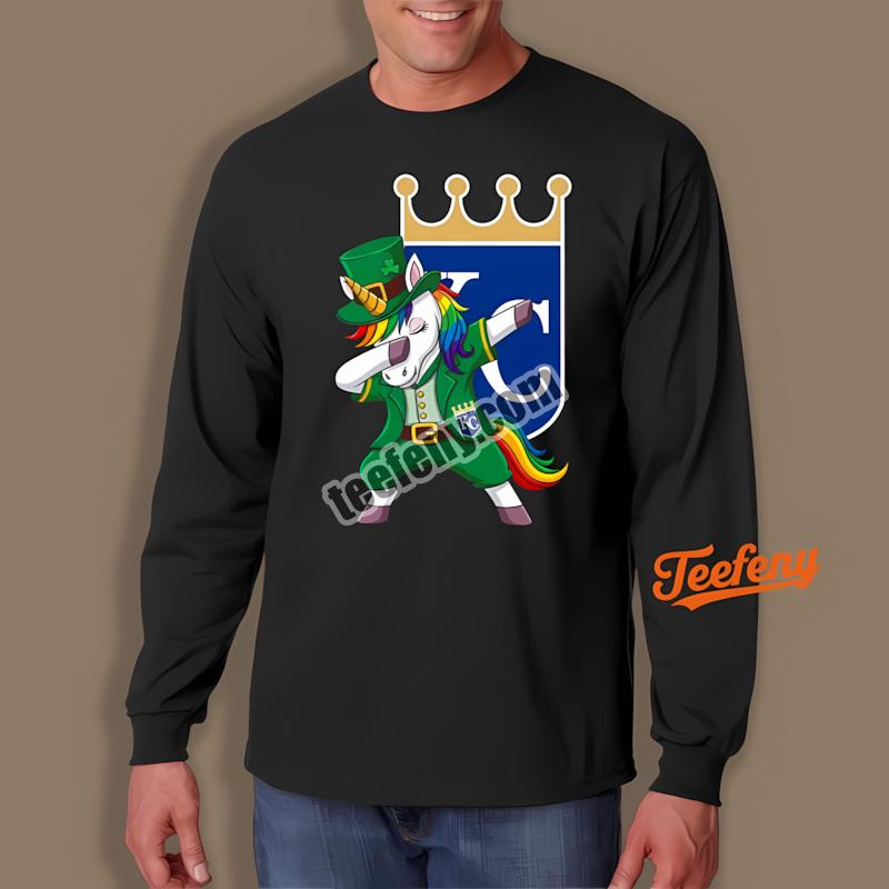 Kansas City Royals St Patricks Day Vs Dabbing Unicorn Mens Long Sleeve Kansas City Royals St Patricks Day Vs Dabbing Unicorn Mens Long Sleeve