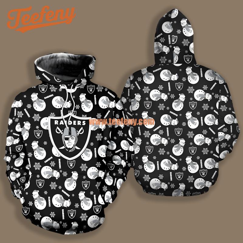 Las Vegas Raiders Christmas Snowman Black Printed 3D Hoodie