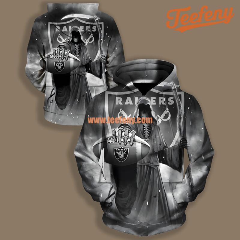 Las Vegas Raiders Death Skull Grey Art 3D Hoodie