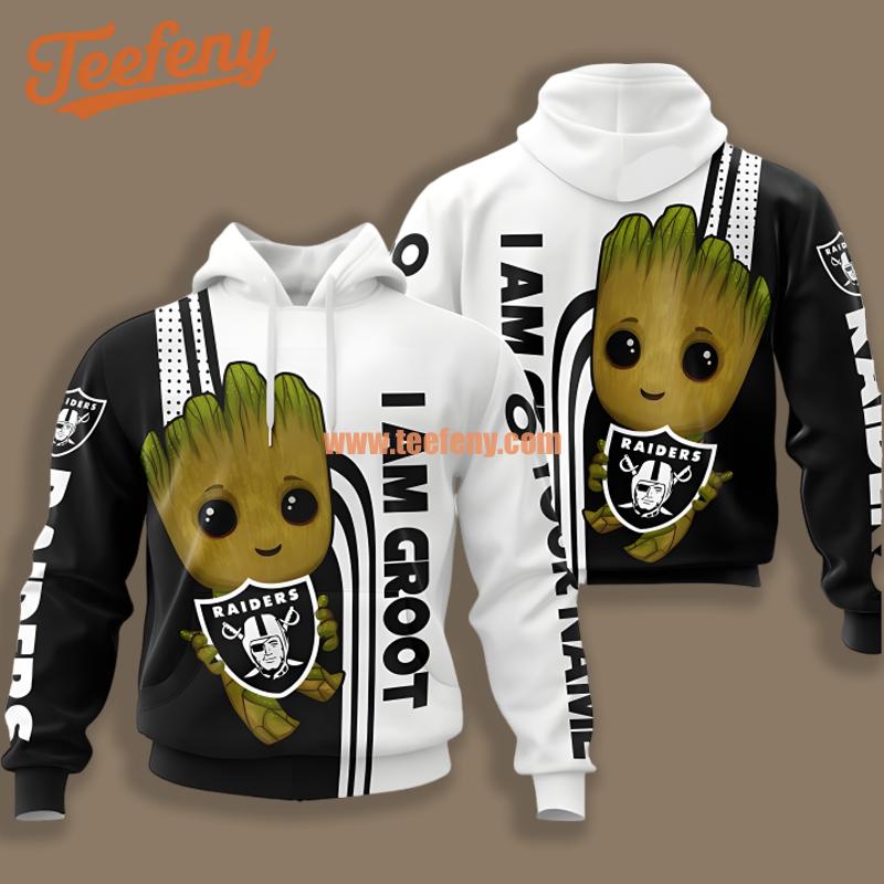 Las Vegas Raiders Groot White Black Fashion 3D Hoodie