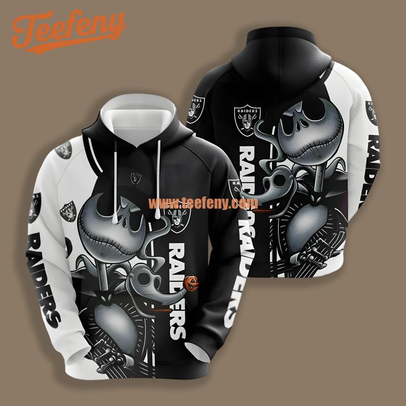 Las Vegas Raiders Jack Skellington Zero White Black Novelty 3D Hoodie