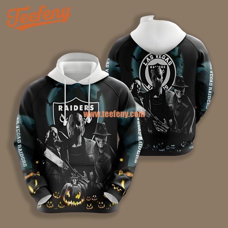 Las Vegas Raiders Jason Freddy Krueger Black Youth 3D Hoodie