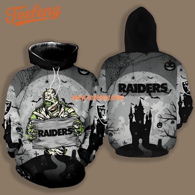Las Vegas Raiders Mummy Halloween Gray Black Grey Mens 3D Hoodie