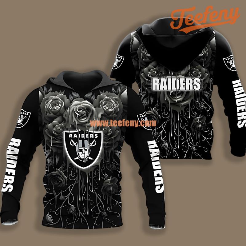 Las Vegas Raiders Silver Rose Black Printed 3D Hoodie