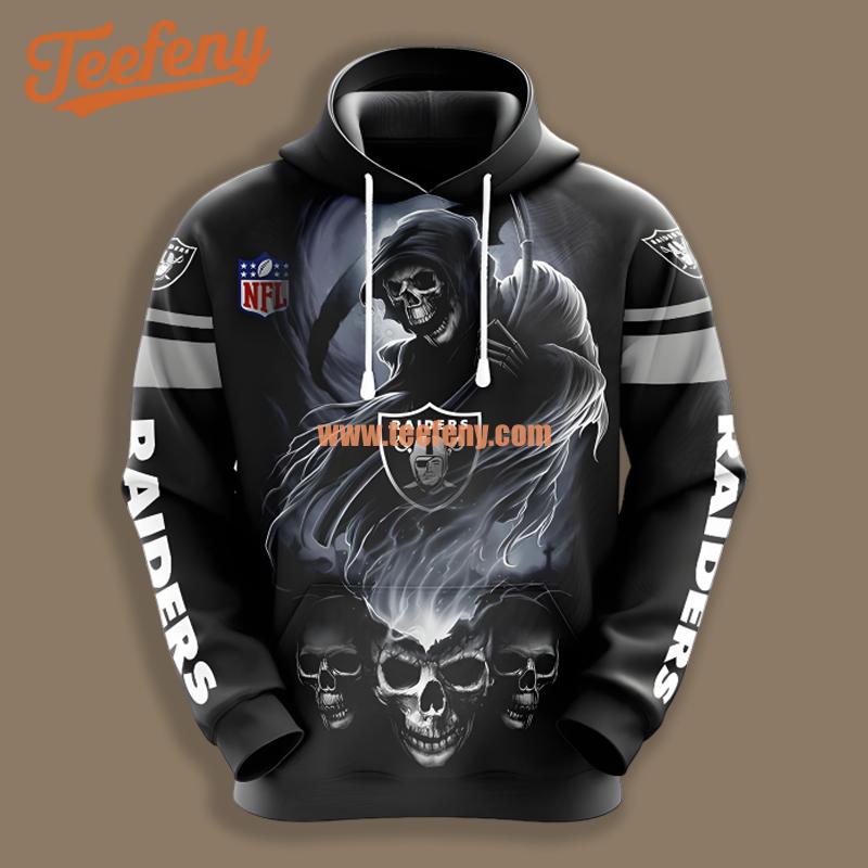 Las Vegas Raiders Skull Chain Grey Black Print 3D Hoodie