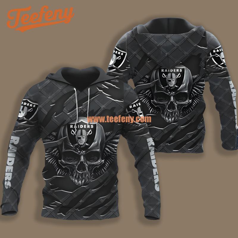 Las Vegas Raiders Skull Crack Black Pullover 3D Hoodie