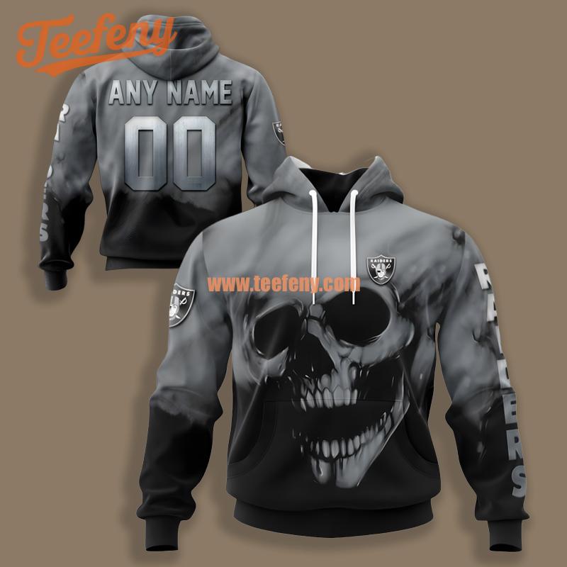 Las Vegas Raiders Skull Grey Black Personalized 3D Hoodie
