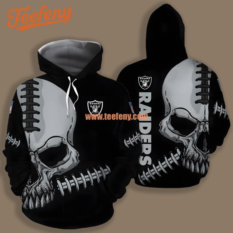 Las Vegas Raiders Skull Grey Black Print 3D Hoodie