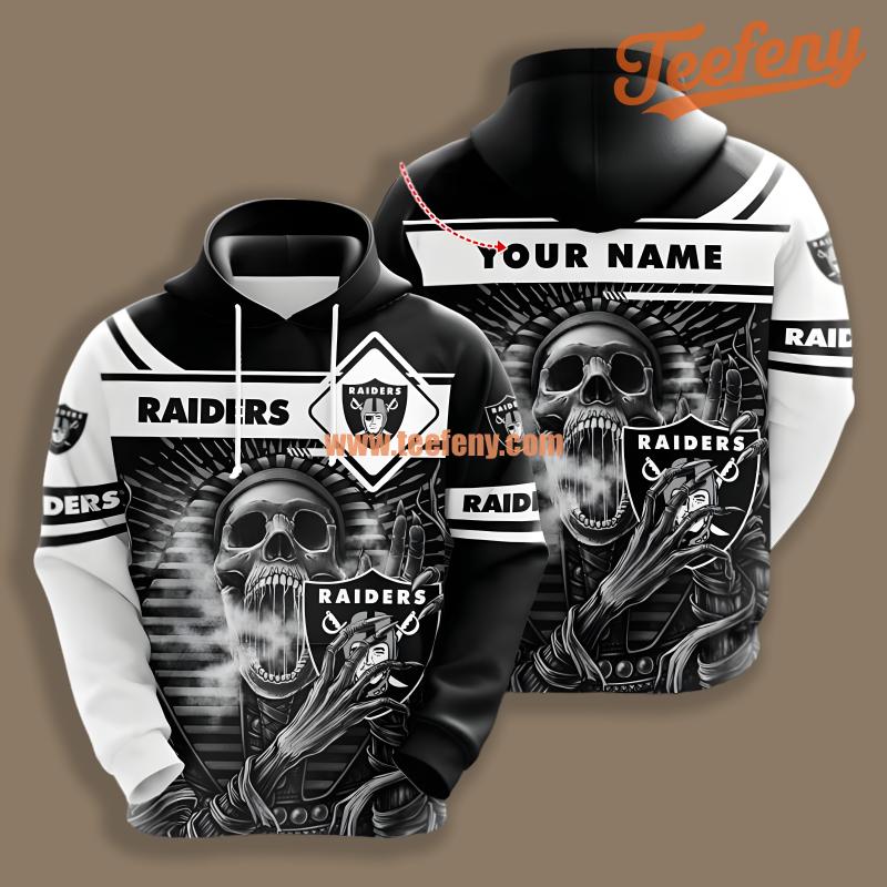 Las Vegas Raiders Skull Halloween White Black 3D Graphic Hoodie