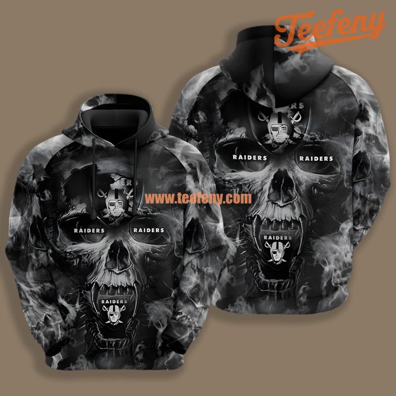 Las Vegas Raiders Skull In Smoke Grey Black Graphic 3D Hoodie