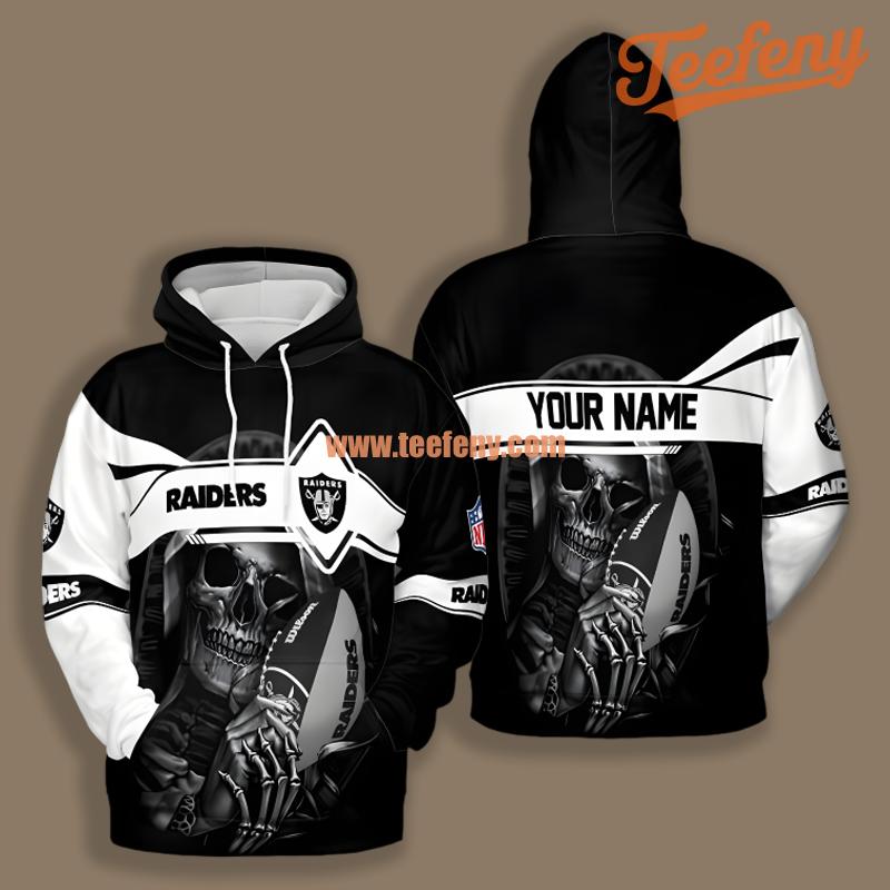 Las Vegas Raiders Skull White Black 3D Zip Up Hoodie