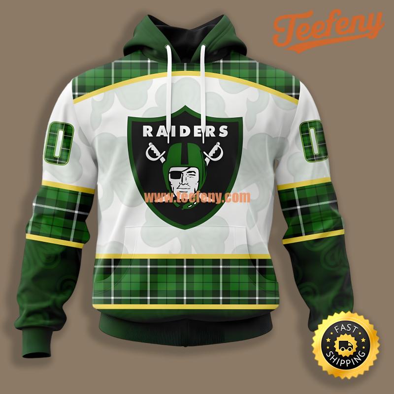 Las Vegas Raiders St Patrick Day Green White 3D Boys Hoodie
