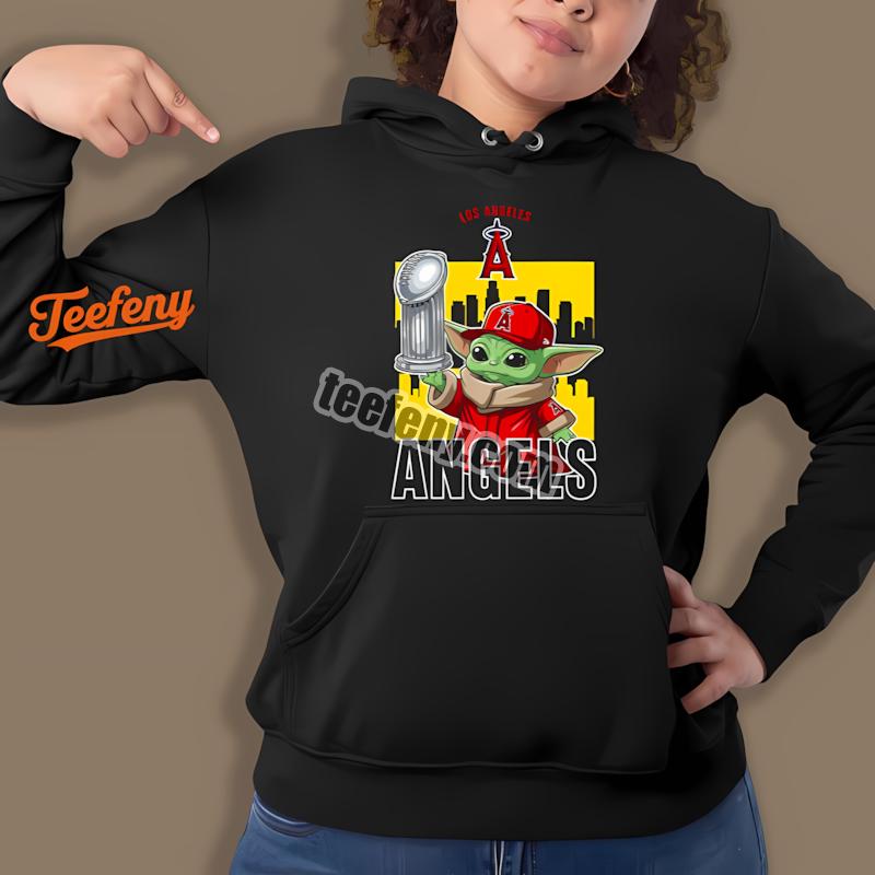 Los Angeles Angels Baby Yoda World Series Trophy Hoodie Los Angeles Angels Baby Yoda World Series Trophy Hoodie
