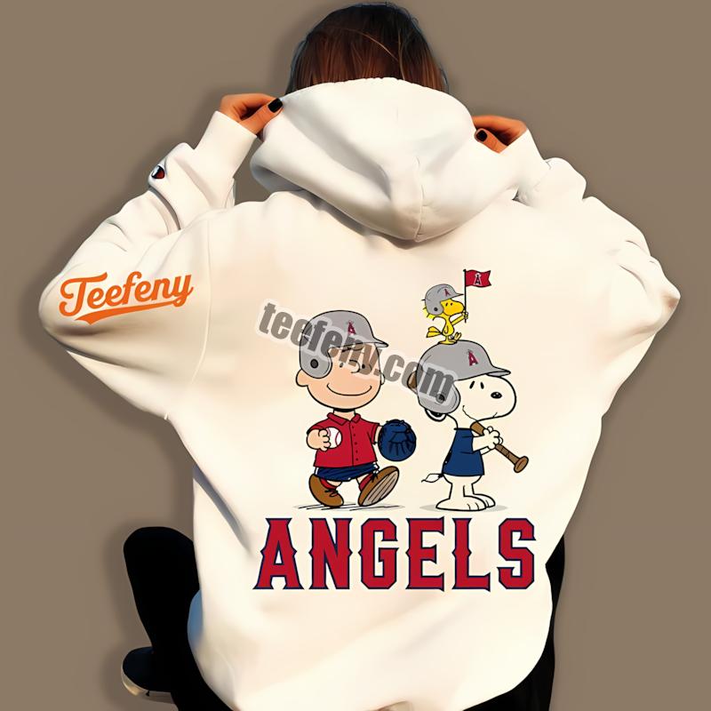 Los Angeles Angels Charlie Brown Snoopy Baseball Hoodie Los Angeles Angels Charlie Brown Snoopy Baseball Hoodie