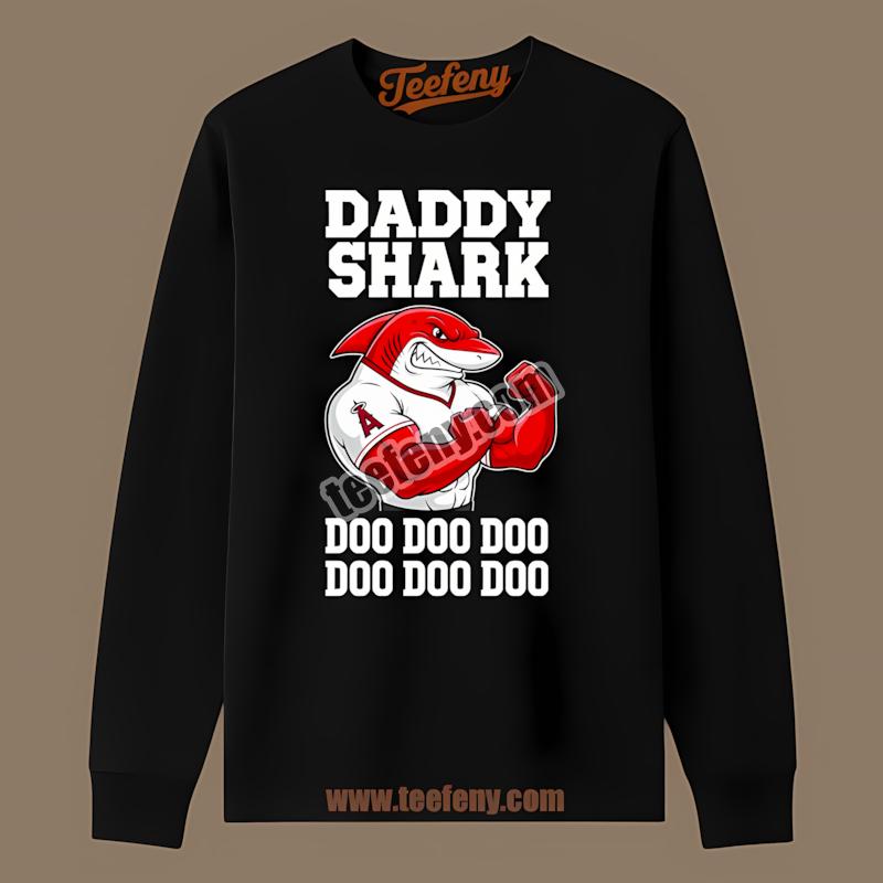 Los Angeles Angels Daddy Shark Baseball Long Sleeve Los Angeles Angels Daddy Shark Baseball Long Sleeve