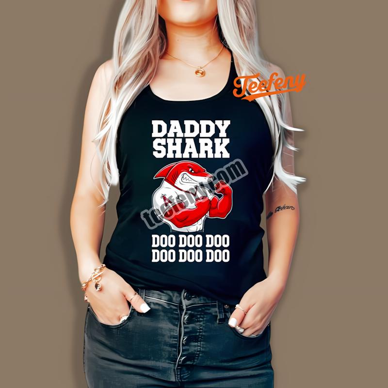 Los Angeles Angels Daddy Shark Baseball Tanktop Los Angeles Angels Daddy Shark Baseball Tanktop