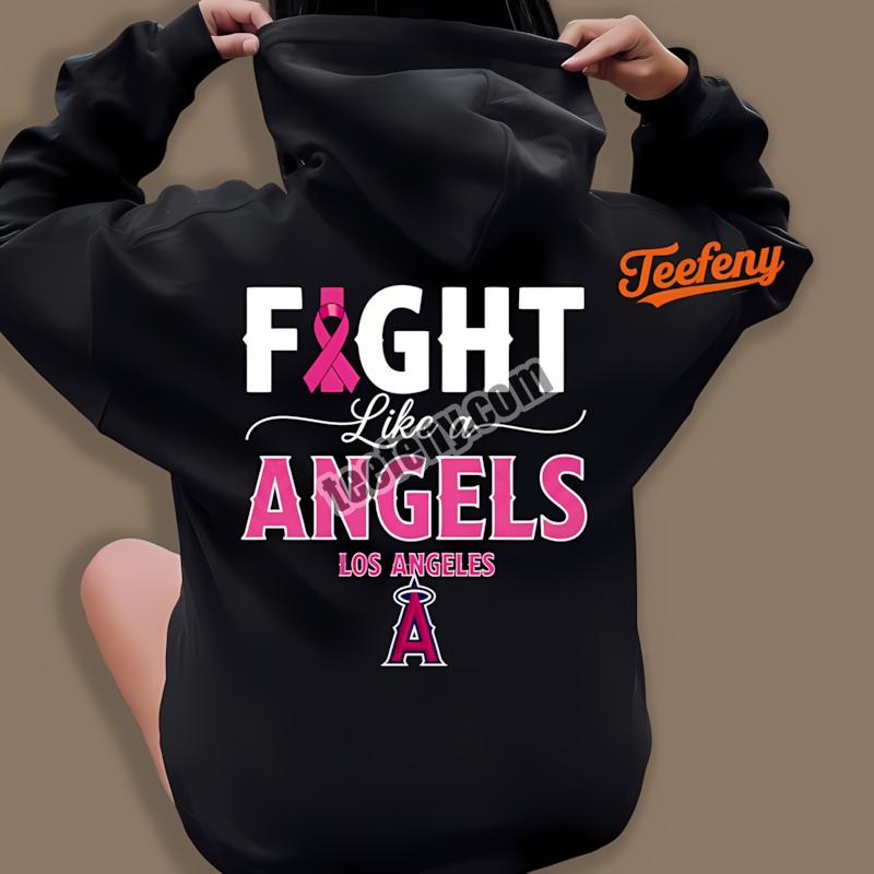 Los Angeles Angels Fight Like A Girl Cancer Awareness Hoodie Los Angeles Angels Fight Like A Girl Cancer Awareness Hoodie