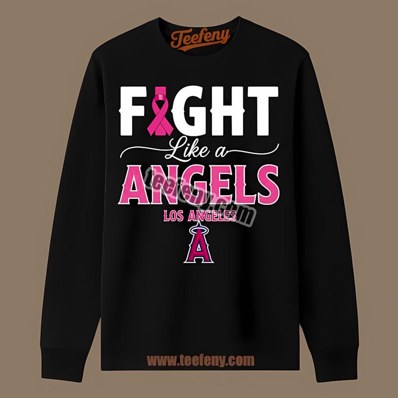 Los Angeles Angels Fight Like A Girl Cancer Awareness Long Sleeve Los Angeles Angels Fight Like A Girl Cancer Awareness Long Sleeve