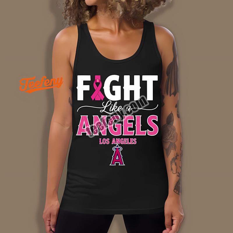 Los Angeles Angels Fight Like A Girl Cancer Awareness Tanktop Los Angeles Angels Fight Like A Girl Cancer Awareness Tanktop
