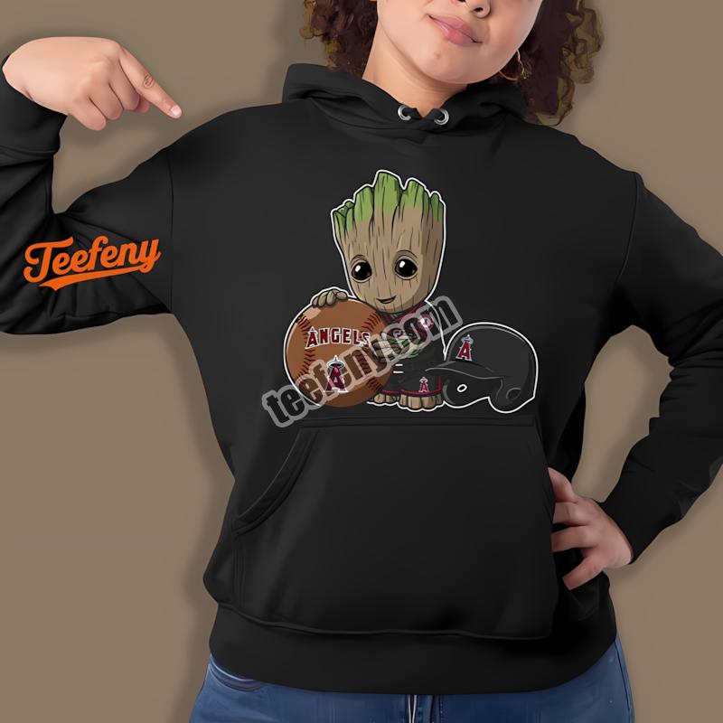 Los Angeles Angels Groot Holding Baseball Hoodie Los Angeles Angels Groot Holding Baseball Hoodie