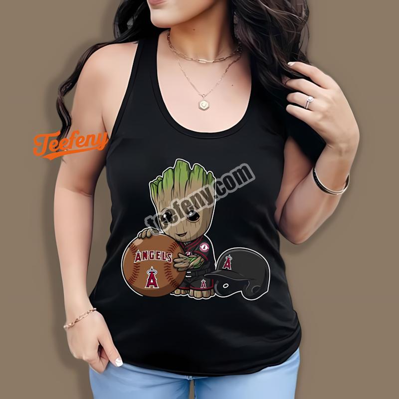 Los Angeles Angels Groot Holding Baseball Tanktop Los Angeles Angels Groot Holding Baseball Tanktop