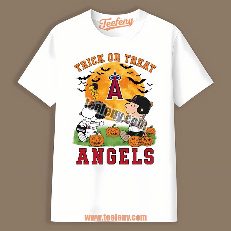 Los Angeles Angels Halloween Charlie Brown Snoopy Trick Or Treat Shirt