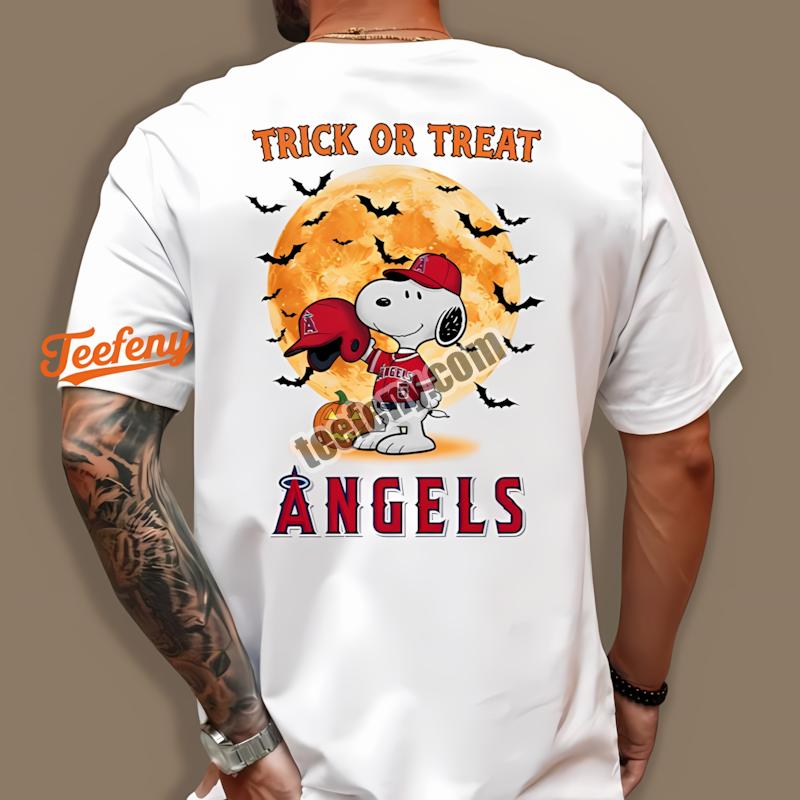 Los Angeles Angels Halloween Snoopy Trick Or Treat Shirt