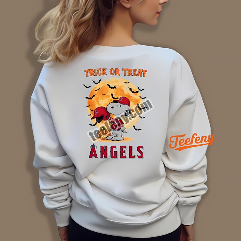 Los Angeles Angels Halloween Snoopy Trick Or Treat Long Sleeve Los Angeles Angels Halloween Snoopy Trick Or Treat Long Sleeve