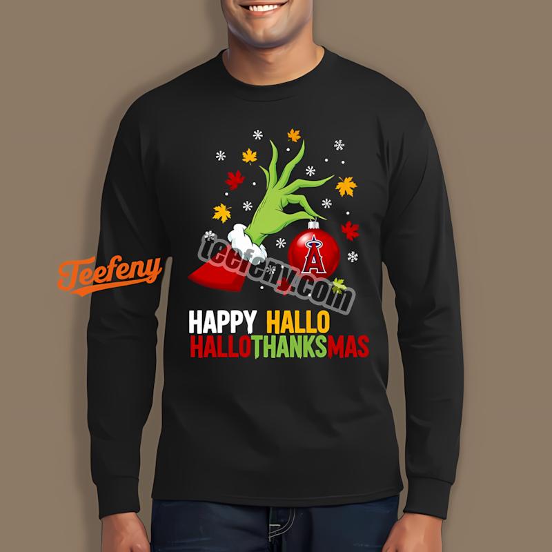 Los Angeles Angels Happy Hallothanksmas Fall Holiday Long Sleeve Los Angeles Angels Happy Hallothanksmas Fall Holiday Long Sleeve