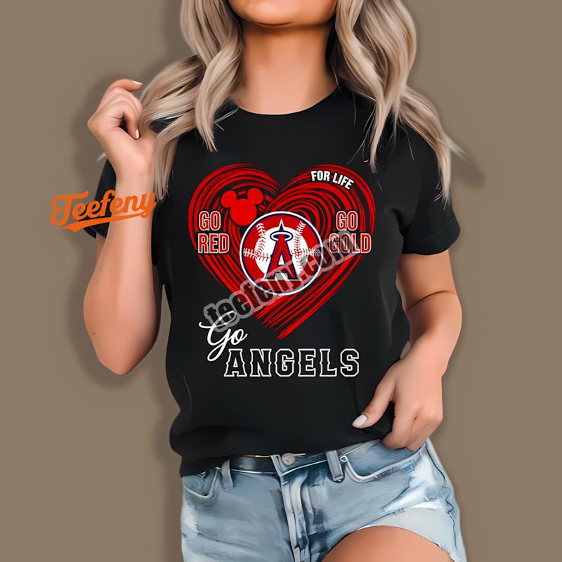 Los Angeles Angels Heart Go Red Go Gold Awareness Shirt