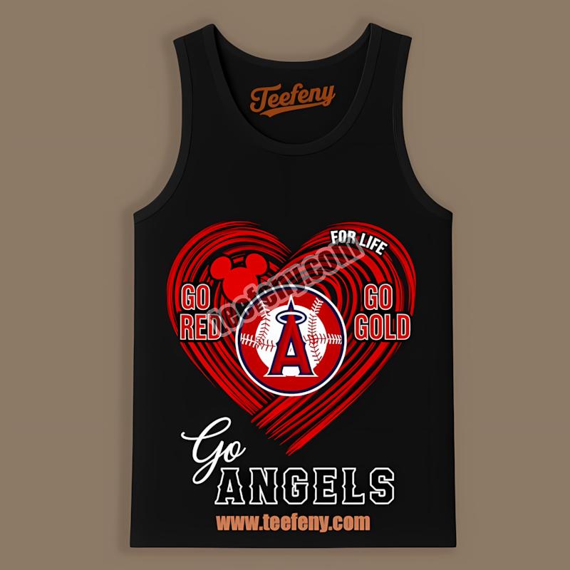 Los Angeles Angels Heart Go Red Go Gold Awareness Tanktop Los Angeles Angels Heart Go Red Go Gold Awareness Tanktop