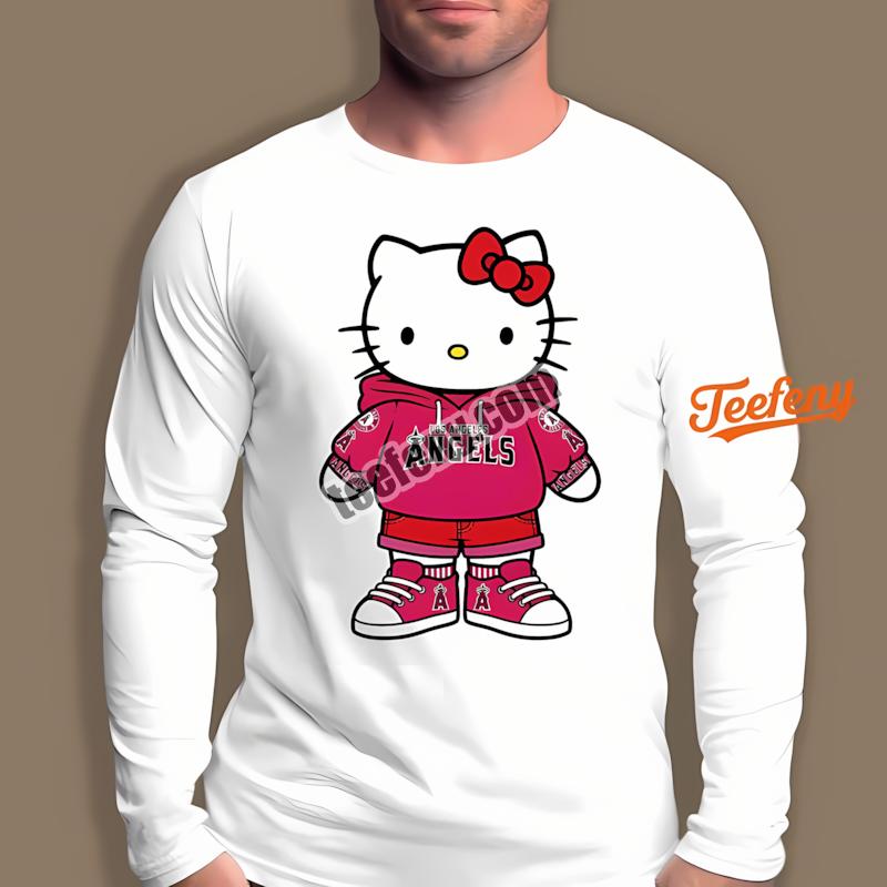 Los Angeles Angels Hello Kitty Cute Baseball Fan Long Sleeve Los Angeles Angels Hello Kitty Cute Baseball Fan Long Sleeve