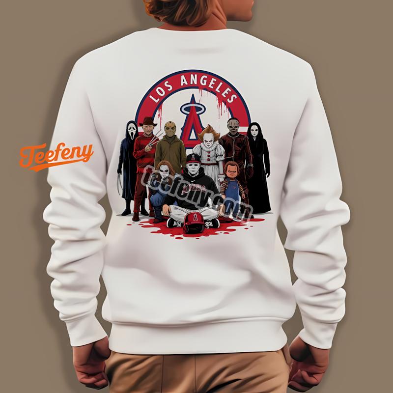 Los Angeles Angels Horror Movie Characters Halloween Long Sleeve Los Angeles Angels Horror Movie Characters Halloween Long Sleeve
