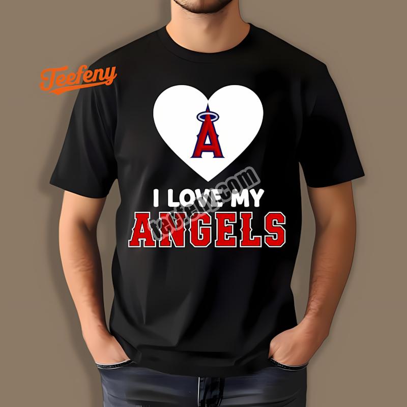 Los Angeles Angels I Love My Angels Heart Fan Shirt